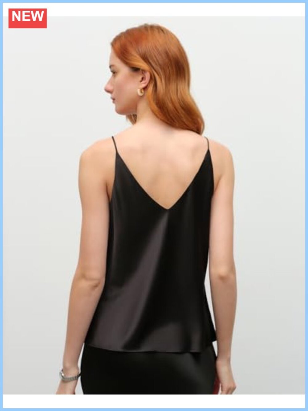 Silk Camisole V-Neck Sleeveless Loose Fit Loungewear Layering Top - Picture 3 of 6
